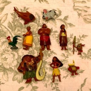 Moana Cake Toppers Mini Figures Lot Of 6 Maui With Fish Hook Action Figures 3”